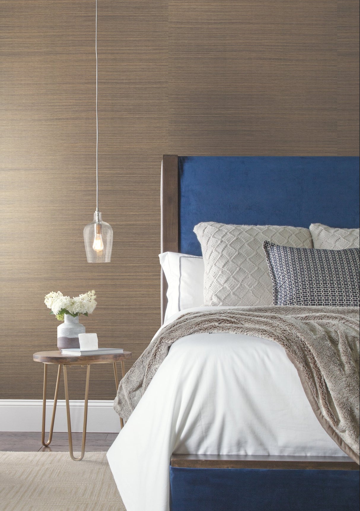 Multi Grass Brown Grasscloth Wallpaper with Natural Woven Texture - York VG4408