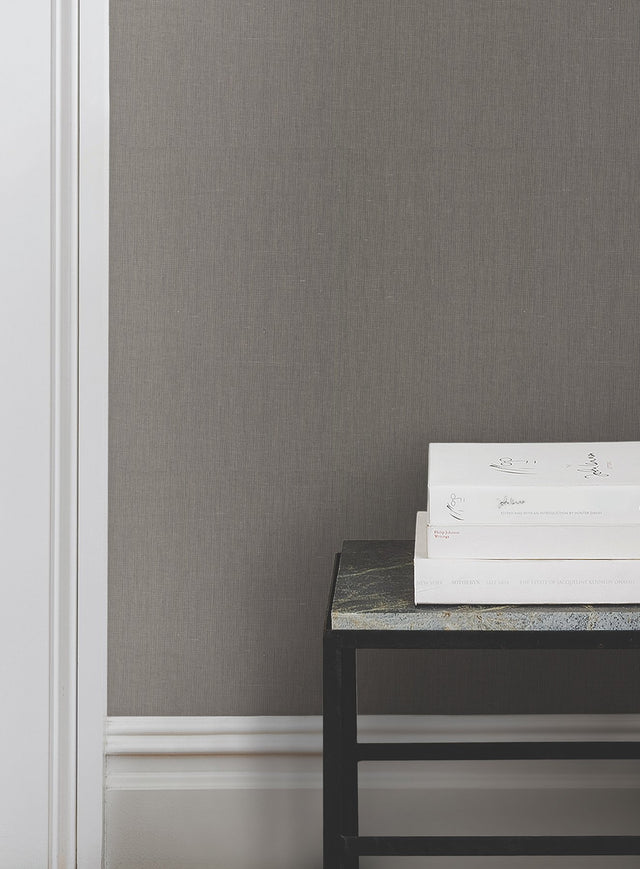 Crosshatch Black & Grey String Wallpaper with Transitional Solid Weave - York VG4412MH