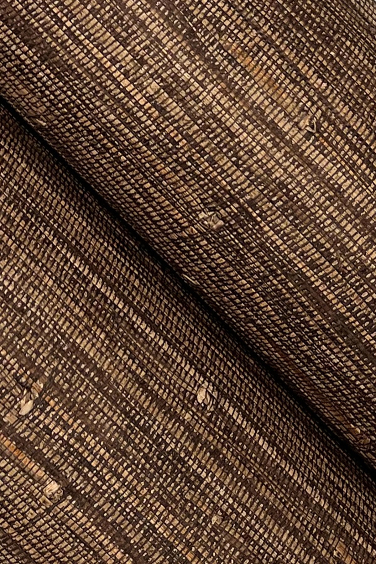 Knotted Grass Brown Grasscloth Wallpaper with Traditional Natural Weave - York VG4437GV