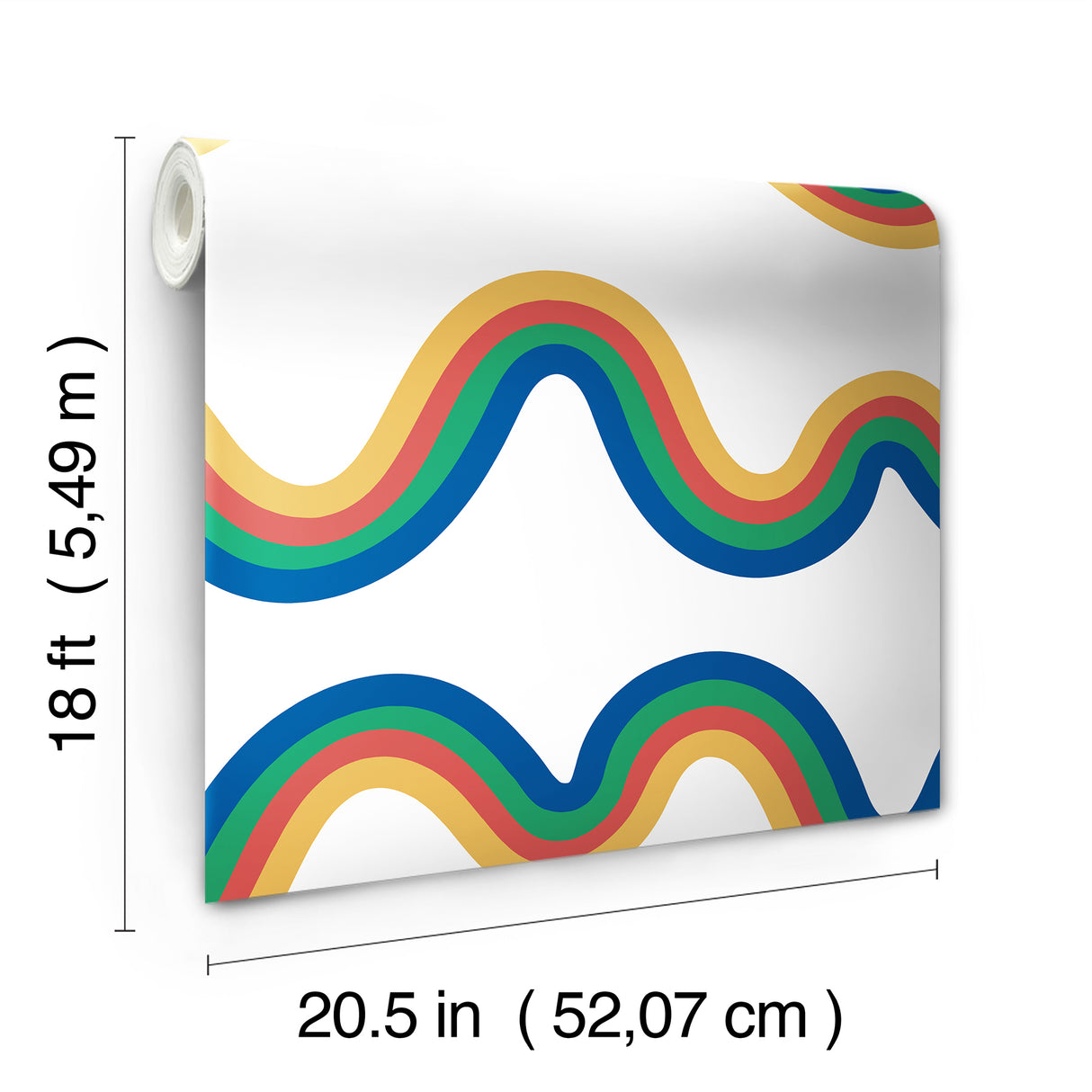 Beverly Slopes Blue by NuWallpaper Very Gay Paint Rainbow Wave Stripe Peel & Stick Wallpaper - VGS6436