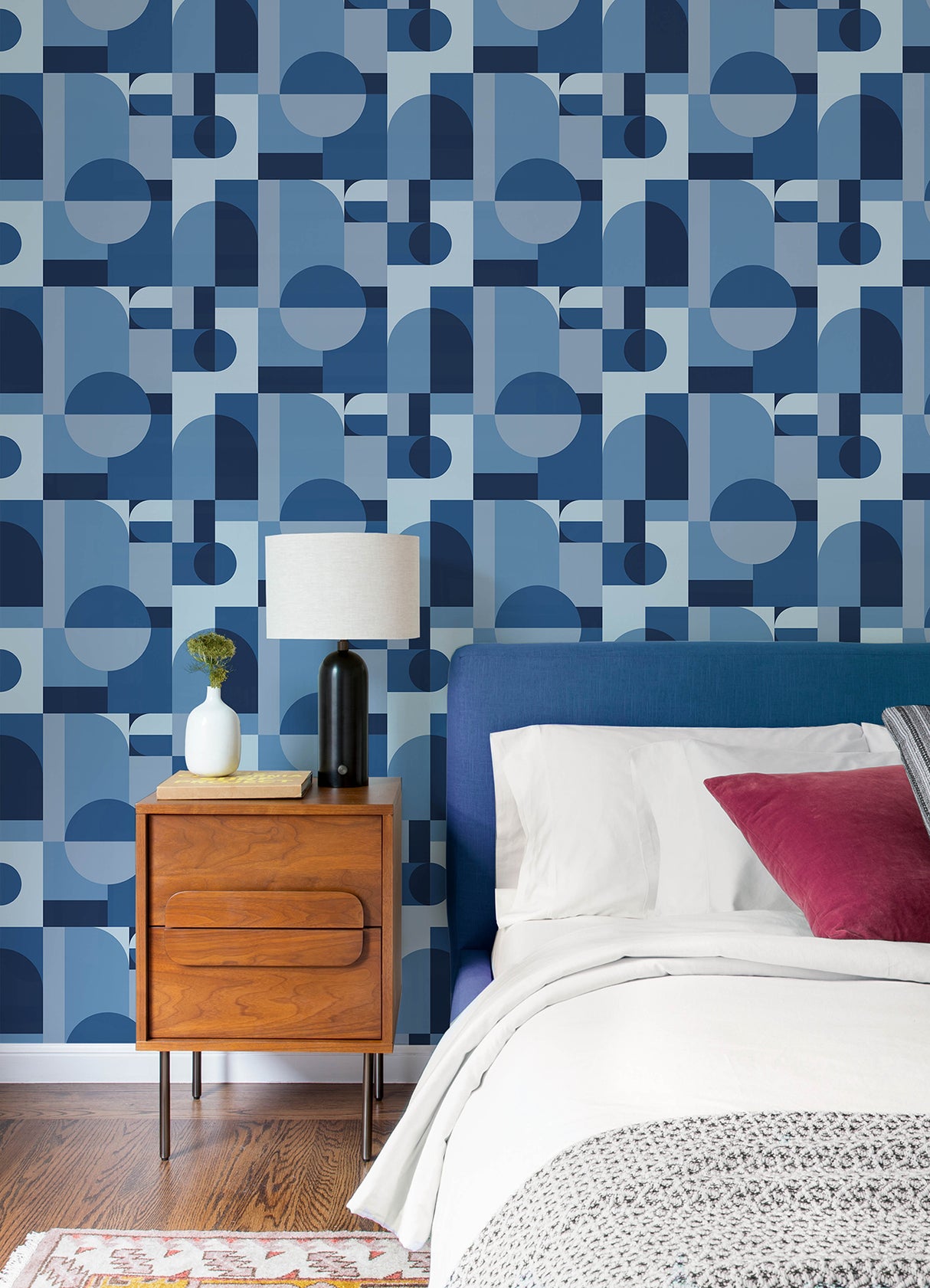 Boxanne Blue by NuWallpaper - Very Gay Paint x WallPops Modern Geometric Peel and Stick Vinyl Wallpaper, 20.5-in x 18-ft - VGS6438