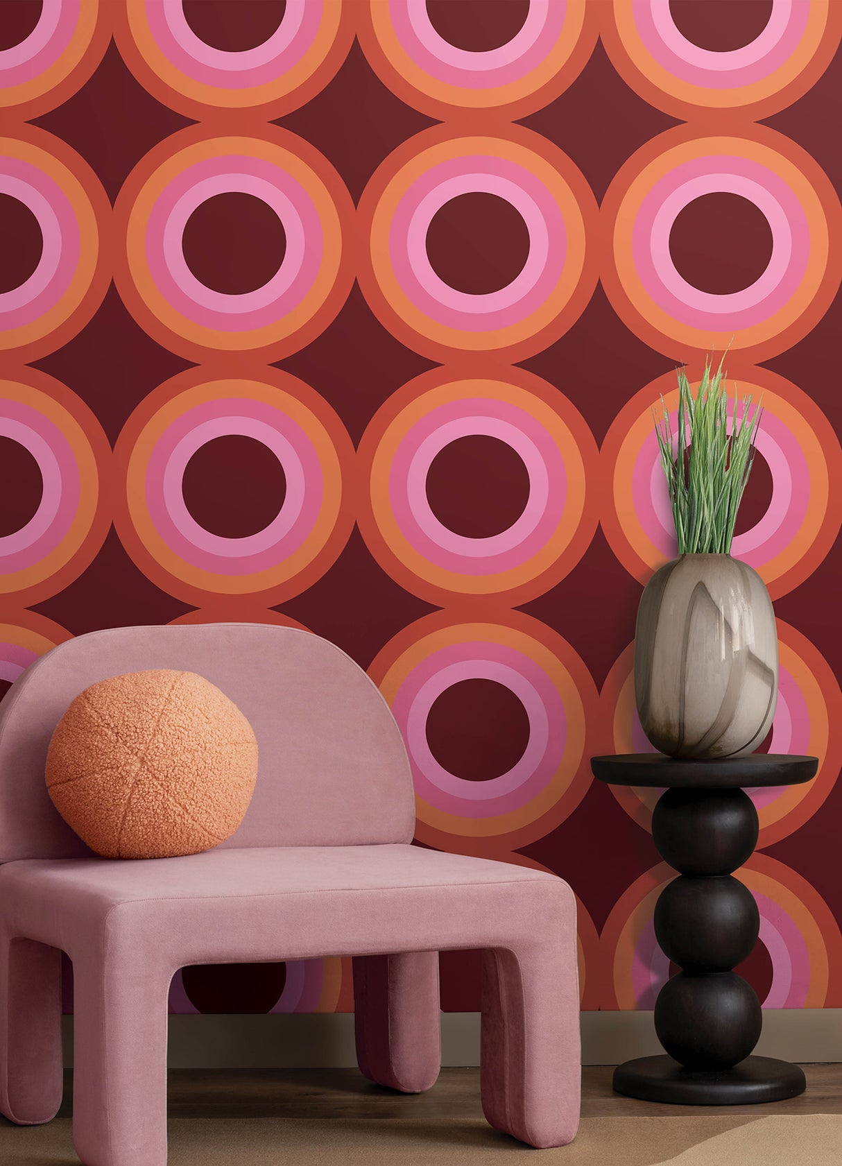 Sir Culls Pink by NuWallpaper Very Gay Paint x WallPops Bold Modern Retro Geometric Concentric Circle Peel and Stick Wallpaper - VGS6441