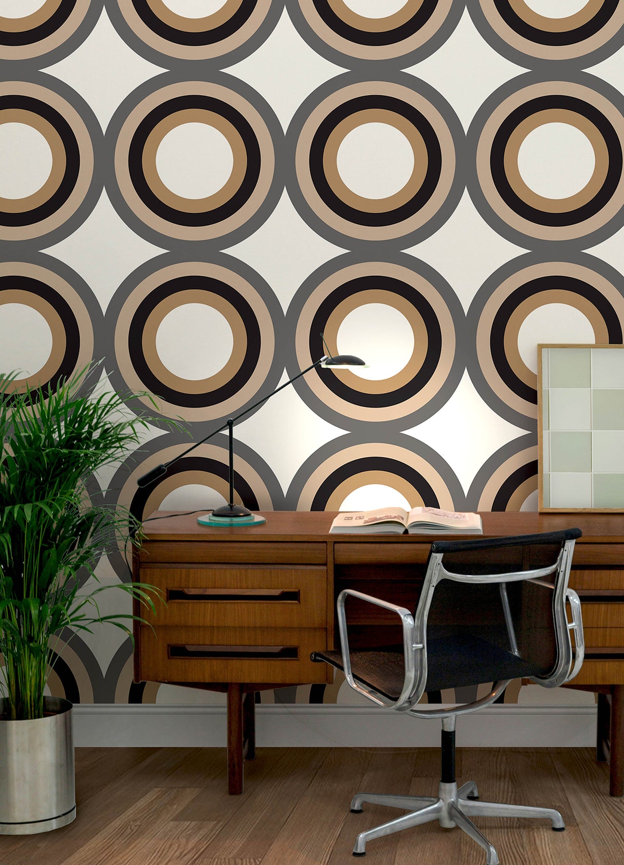 Sir Culls Black by NuWallpaper Bold Retro Circle Geometric Peel and Stick Wallpaper Very Gay Paint x WallPops Collection - VGS6443