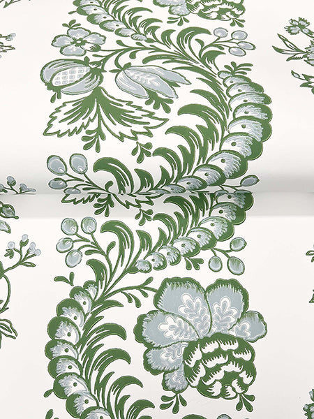 Beaumont Green by Antonina Vella Floral Stripe Wallpaper – York Designer Series VP1301