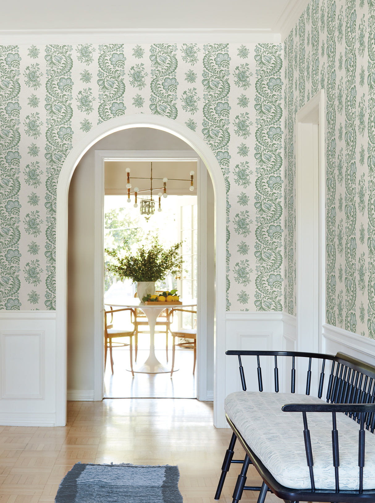 Beaumont Green by Antonina Vella Floral Stripe Wallpaper – York Designer Series VP1301