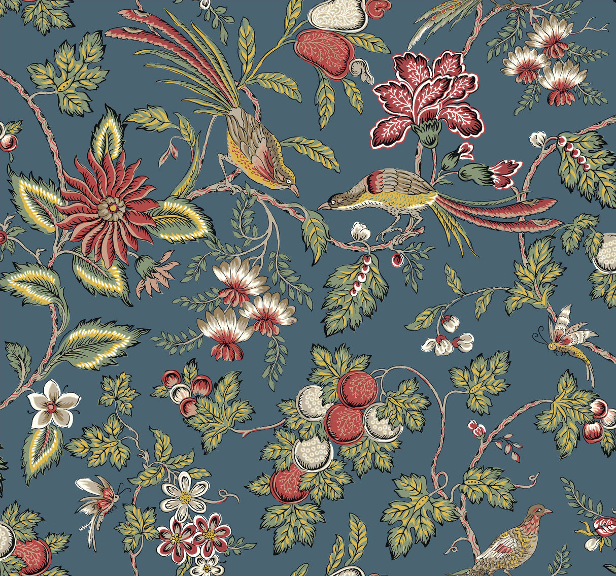 Parterre Indigo Jacobean Wallpaper – Antonina Vella