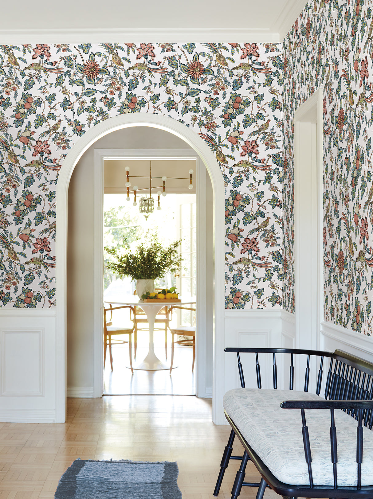 Parterre Coral Cornflower & Ginger by Antonina Vella Jacobean Wallpaper – York Designer Series VP1316