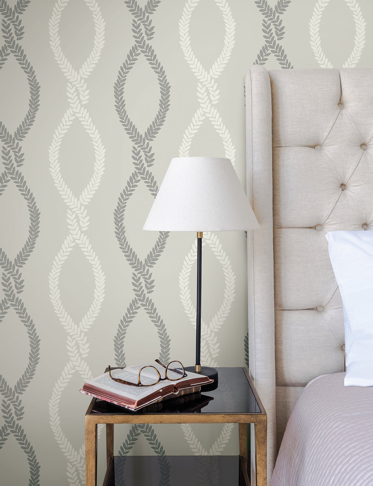 Laureate Grey by Antonina Vella Vine Trellis Wallpaper – York Designer Series VP1323