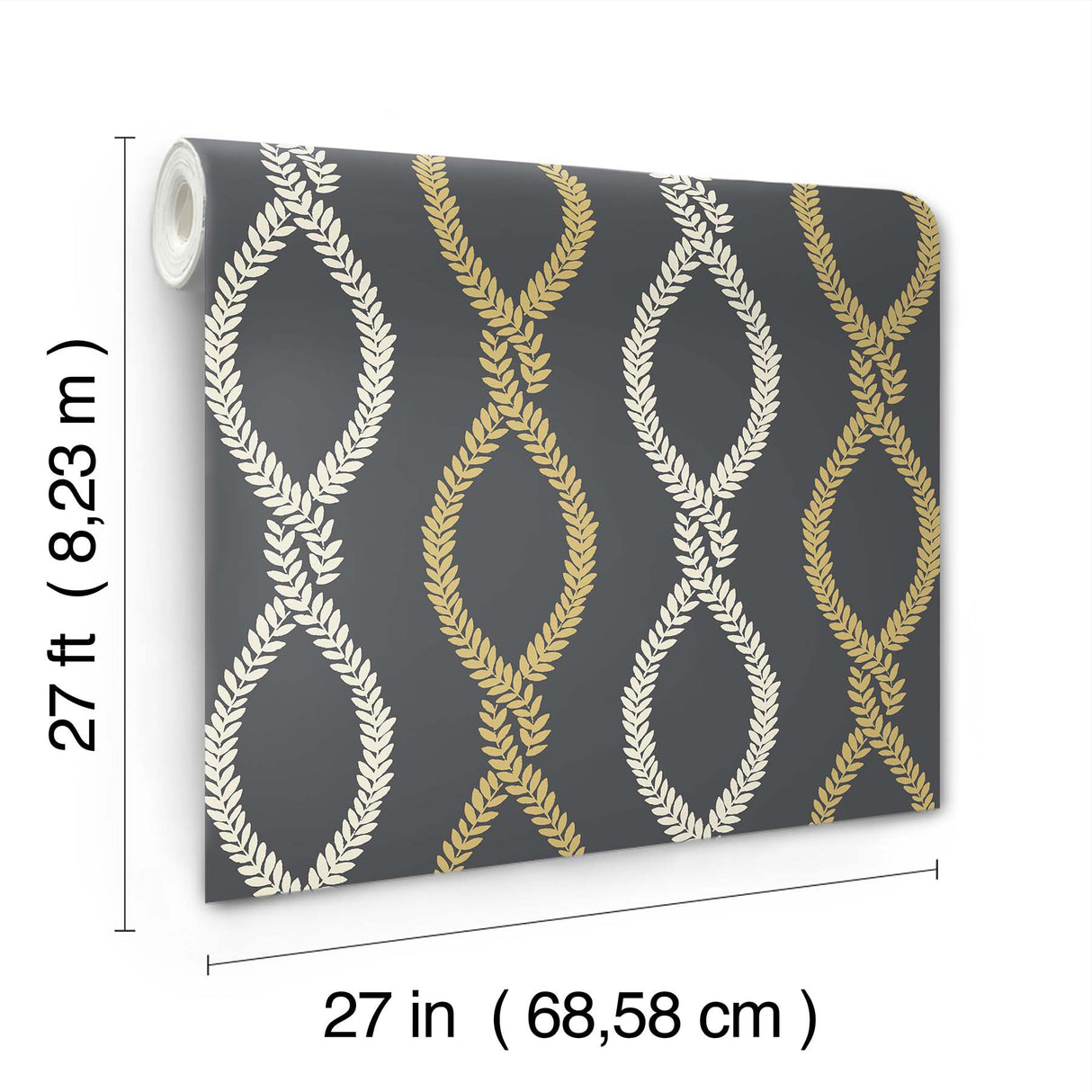 Laureate Off Black by Antonina Vella Vine Trellis Wallpaper – York Designer Series VP1324