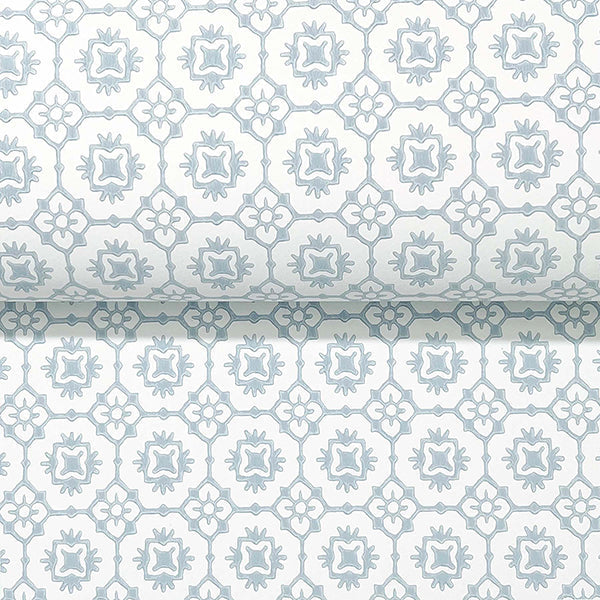 Priti Light Blue Floral Grid by Antonina Vella Floral Grid Wallpaper – York Designer Series VP1331