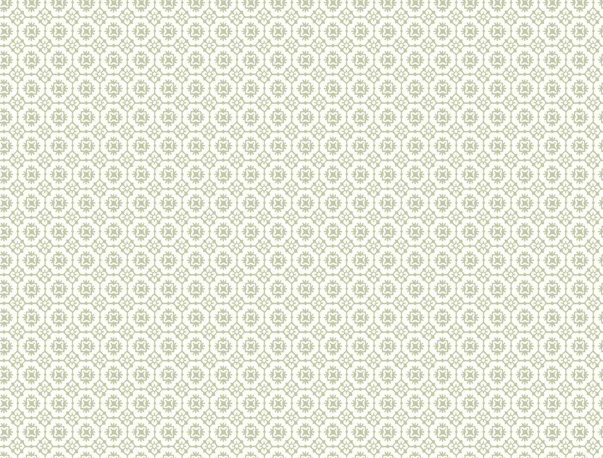 Priti Sage Floral Grid Wallpaper by Antonina Vella