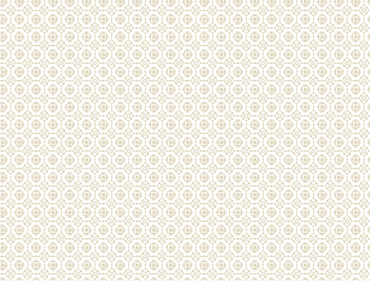 Priti Beige Floral Grid Wallpaper by Antonina Vella, 27 in x 27 ft roll (9 yards), straight match floral grid