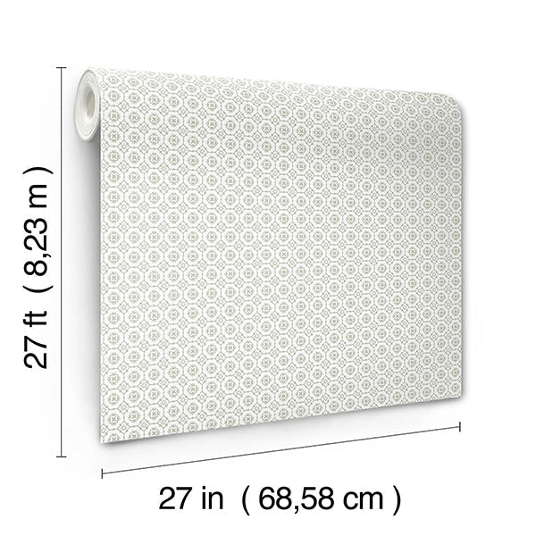 Priti Grey by Antonina Vella Floral Grid Wallpaper – York Designer Series VP1334