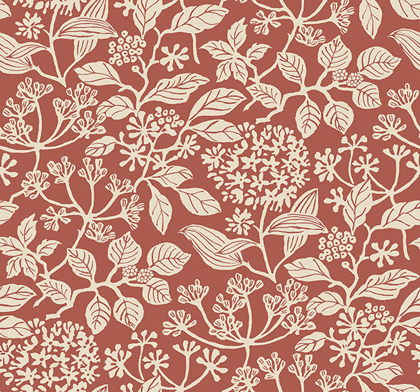 Rowen Ruby Botanical Wallpaper by Antonina Vella, VP1342, 27 in x 27 ft roll