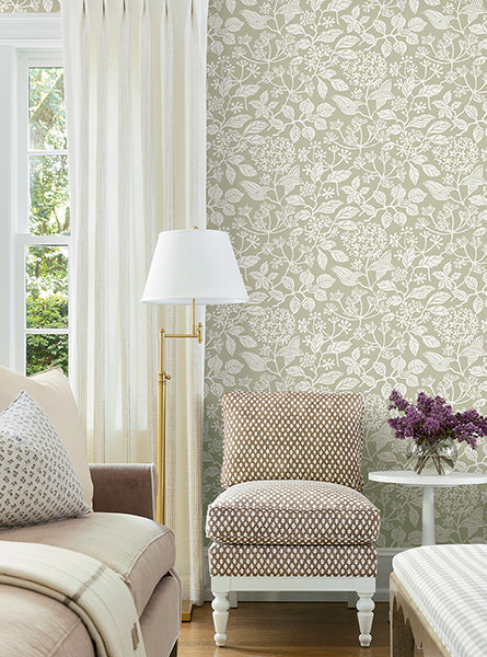 Rowen Taupe by Antonina Vella Botanical Wallpaper – York Designer Series VP1344