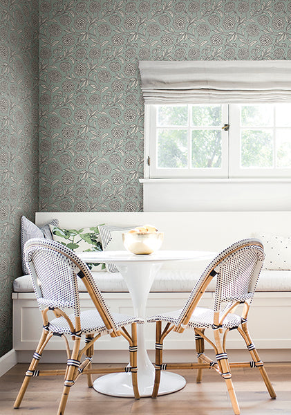 Chatsworth Garden Sky Blue by Antonina Vella Floral Trail Wallpaper – York Designer Series VP1361