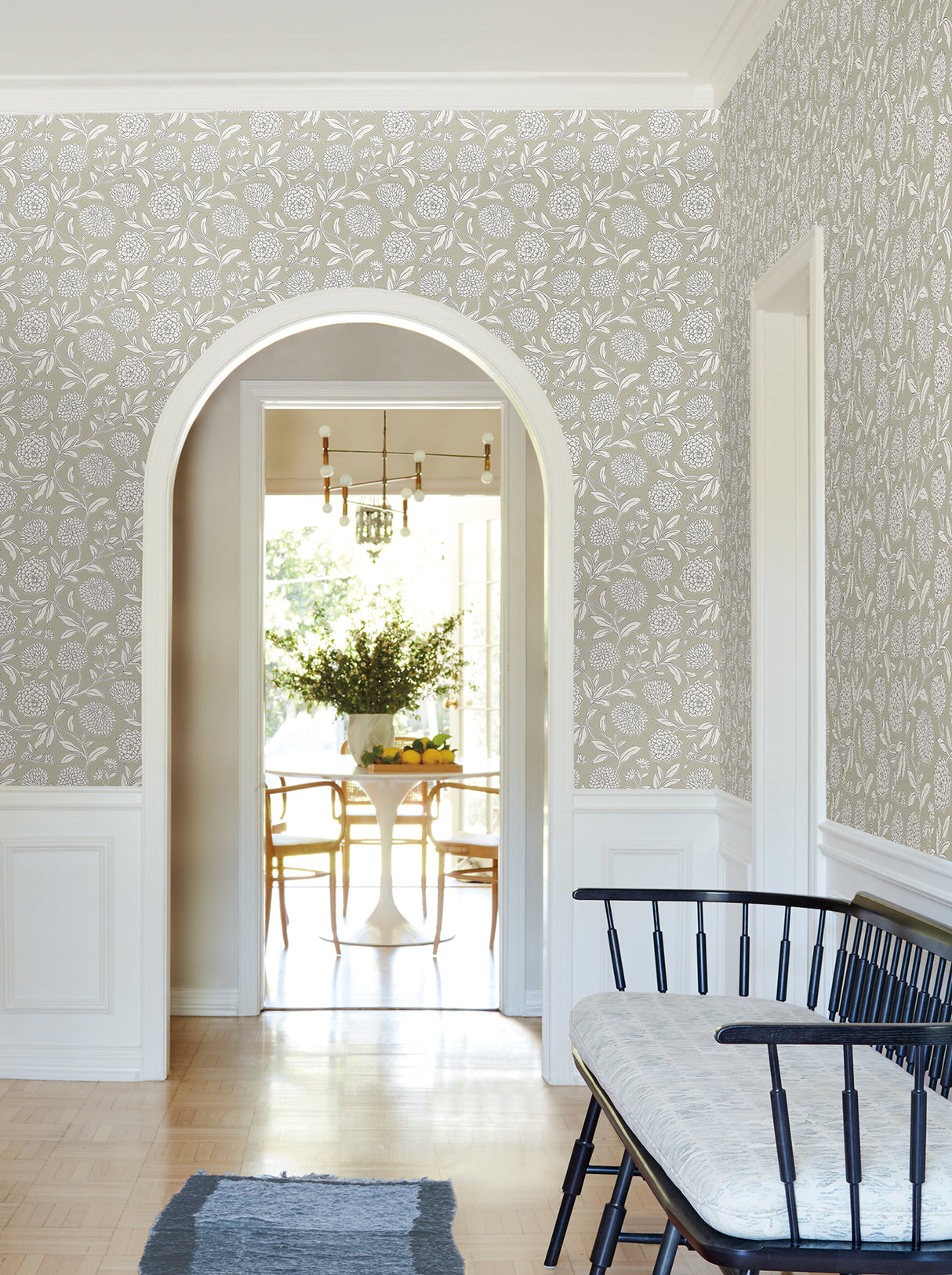 Chatsworth Garden Taupe by Antonina Vella Floral Trail Wallpaper – York Designer Series VP1363