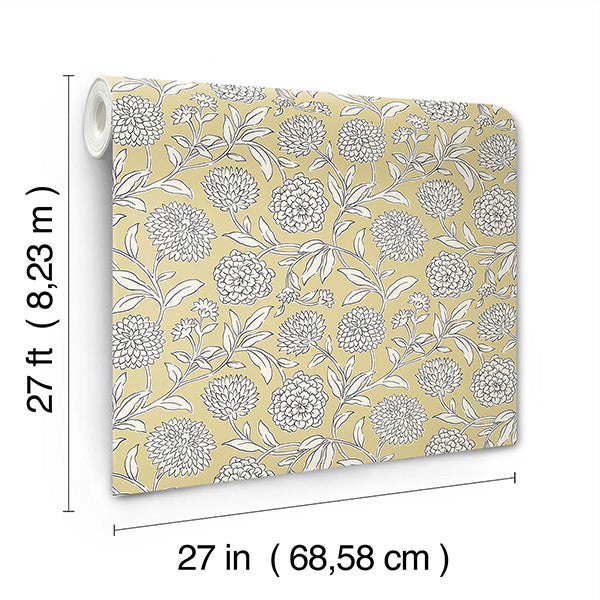Chatsworth Garden Butter by Antonina Vella Floral Trail Wallpaper – York Designer Series VP1364