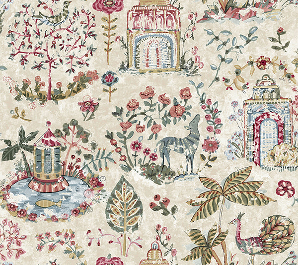 Parc Merlot Garden Dreams Wallpaper in Mulberry by Antonina Vella, VP1403, 27 in x 27 ft