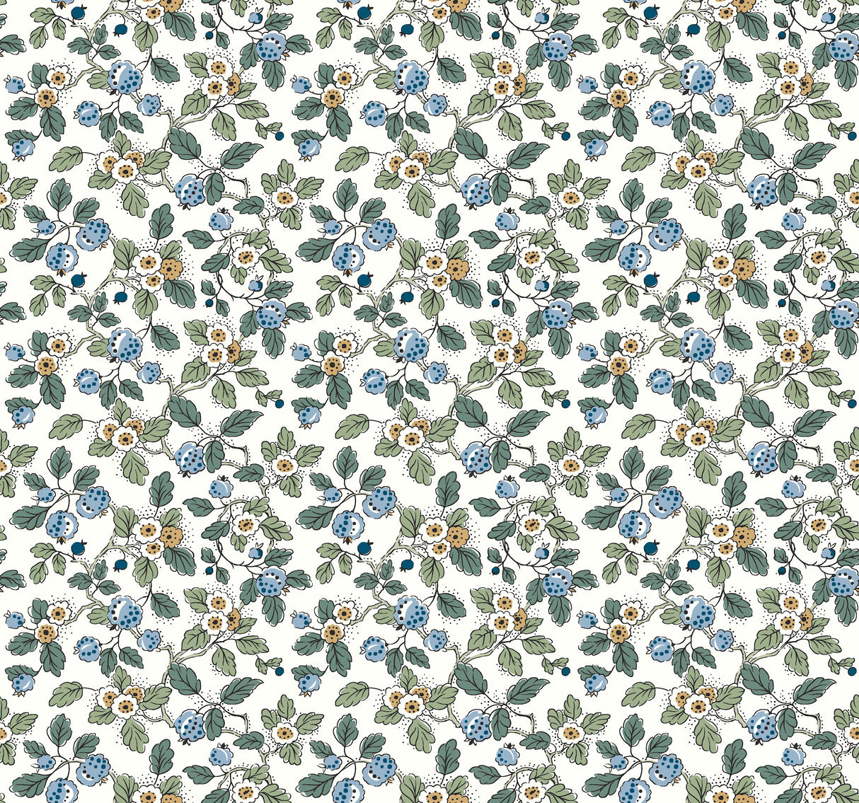 Framboise Blue Berry Vines Wallpaper – VP1413