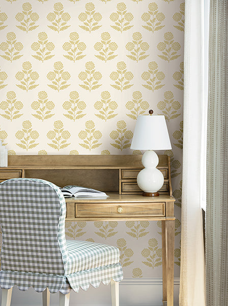 Souci Marigolds Saffron by Antonina Vella Wallpaper – York Designer Series VP1432