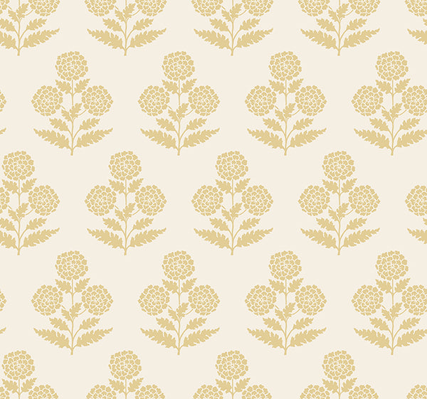 Souci Butter Marigolds Wallpaper in Saffron by Antonina Vella VP1432