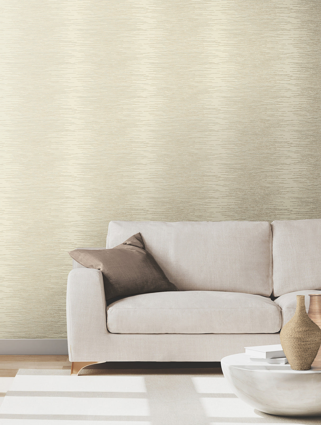 Operetta Cream by Ronald Redding Metallic Columns Wallpaper – York Designer Series VR1501