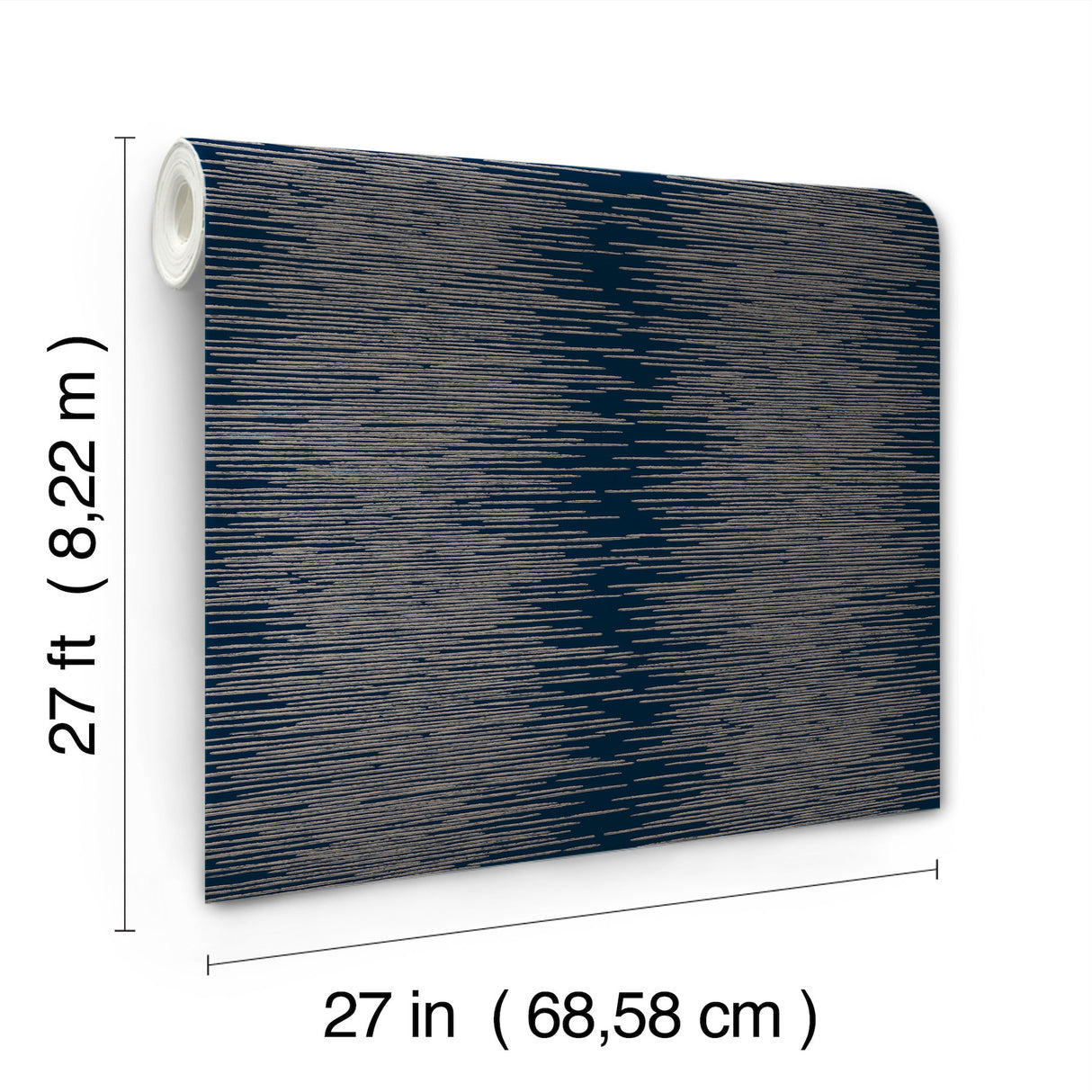 Operetta Navy by Ronald Redding Metallic Columns Wallpaper- York Designer Series VR1503