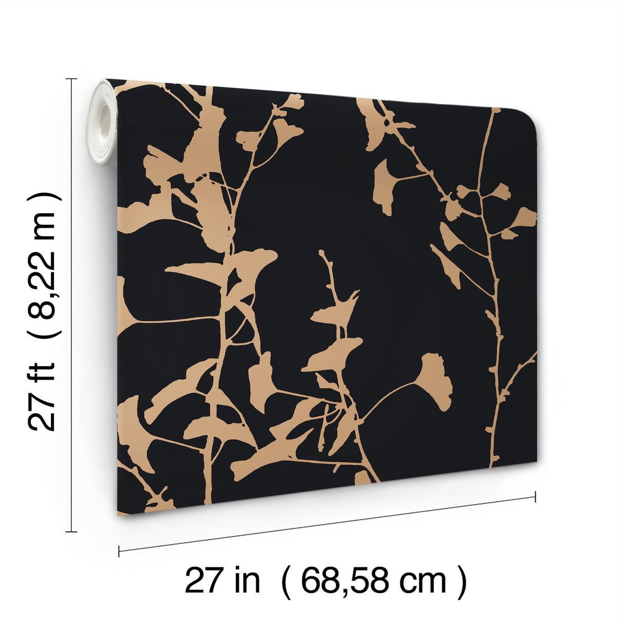 Ginkgo Silhouette Black & Gold by Ronald Redding Cork Wallpaper- York Designer Series VR1512