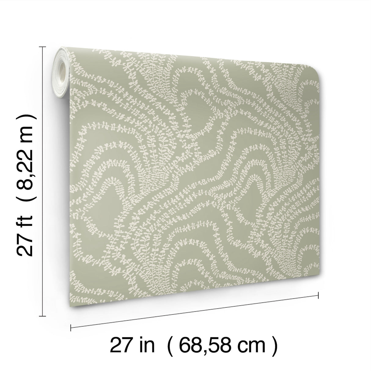 String of Pearls Sage by Ronald Redding Vine Wallpaper – York Designer Series VR1513