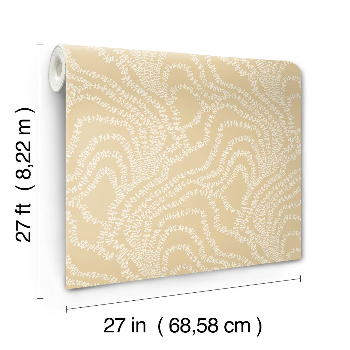 String of Pearls Butter by Ronald Redding Vine Wallpaper – York Designer Series VR1515