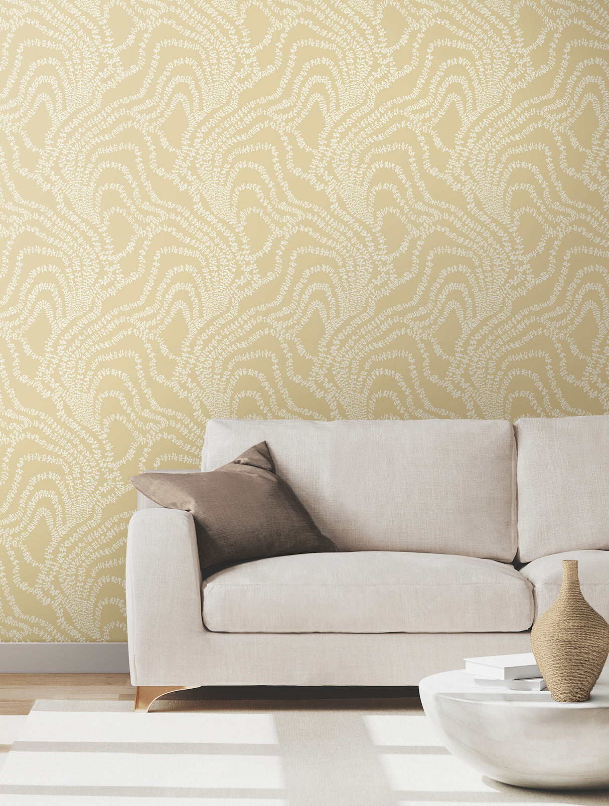 String of Pearls Butter by Ronald Redding Vine Wallpaper – York Designer Series VR1515