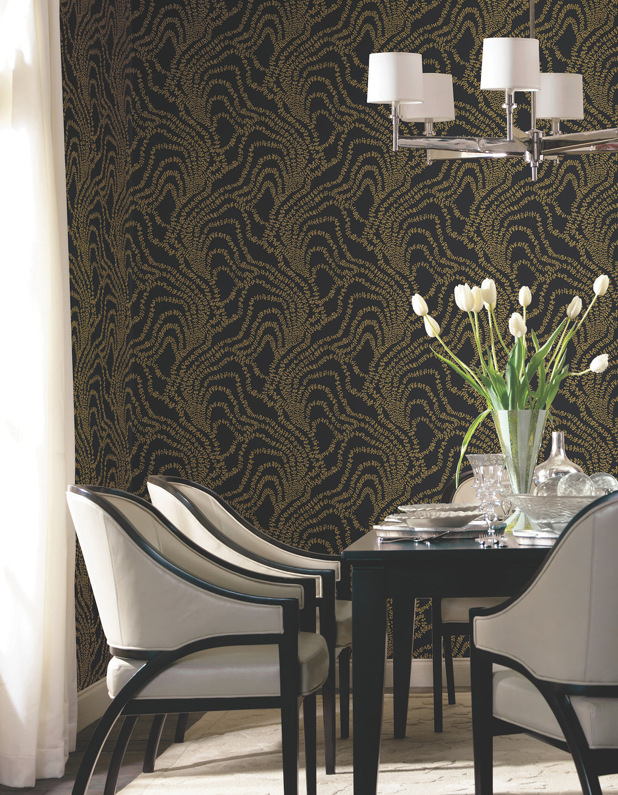 String of Pearls Gold by Ronald Redding Vine Wallpaper – York Designer Series VR1517