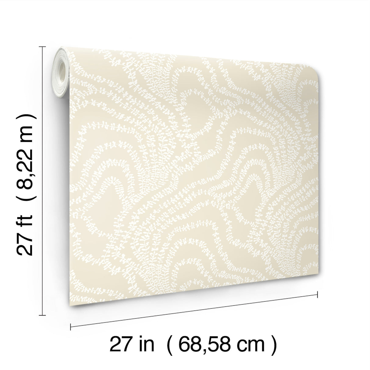 String of Pearls Beige by Ronald Redding Vine Wallpaper- York Designer Series VR1518