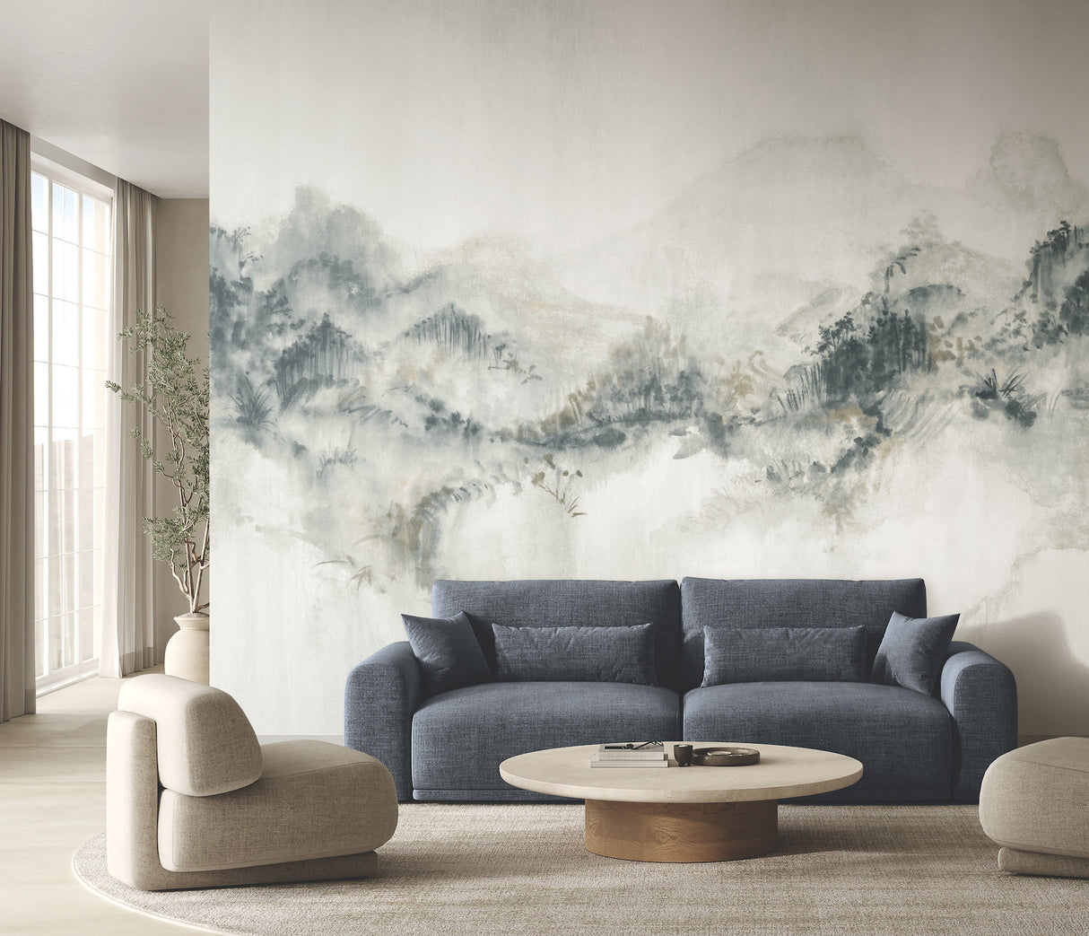Mystic Overlook Grey by Ronald Redding Scenic Mountains Wall Mural – York Designer Series VR1520M