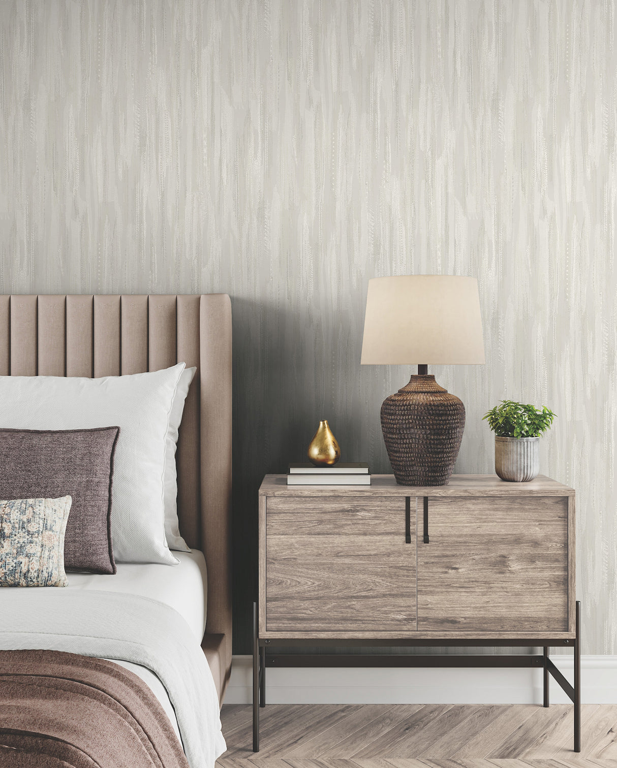 Tribeca Dove by Ronald Redding Texture Stripe Wallpaper- York Designer Series VR1525