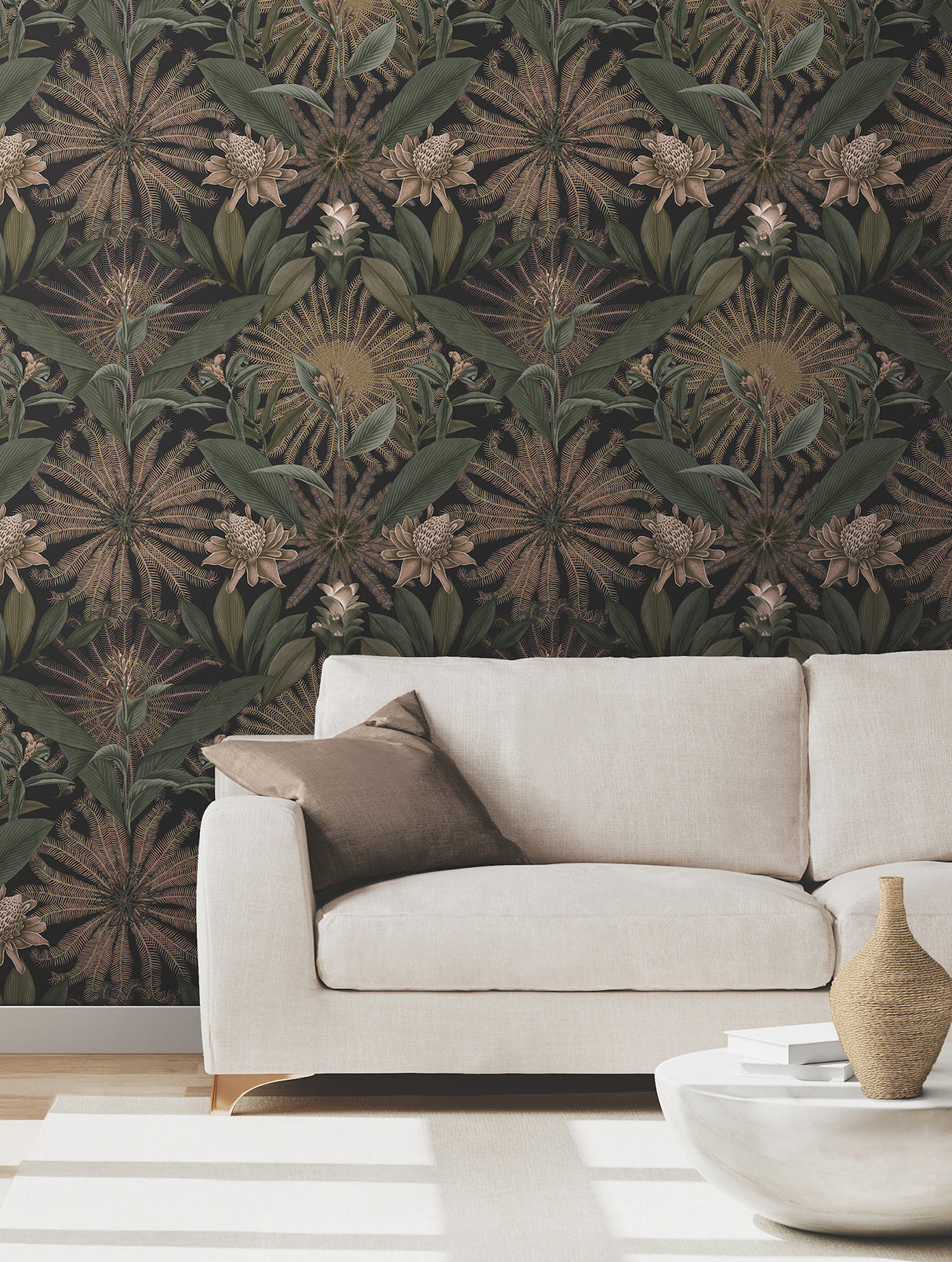 Enchanted Garden Chocolate by Ronald Redding Tropical Wallpaper- York Designer Series VR1529