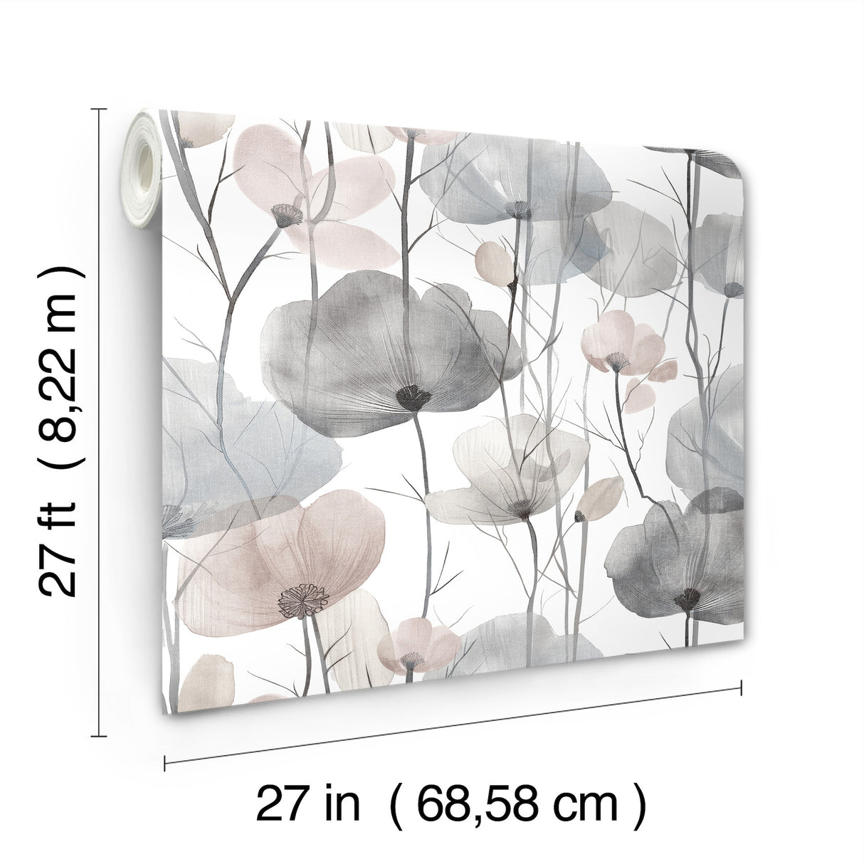 Cotswolds Poppies Grey by Ronald Redding Floral Wallpaper – York Designer Series VR1534