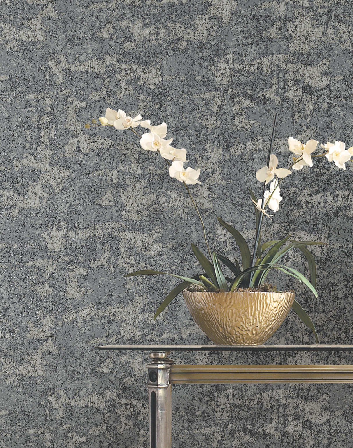 Crystal Cloud Charcoal by Ronald Redding Beaded Wallpaper- York Designer Series VR1544