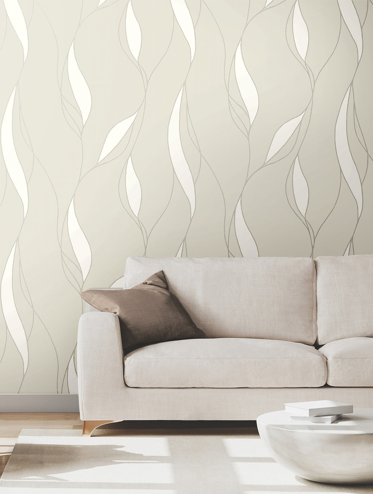 Society Hill Dove by Ronald Redding Abstract Leaf Wallpaper- York Designer Series VR1550