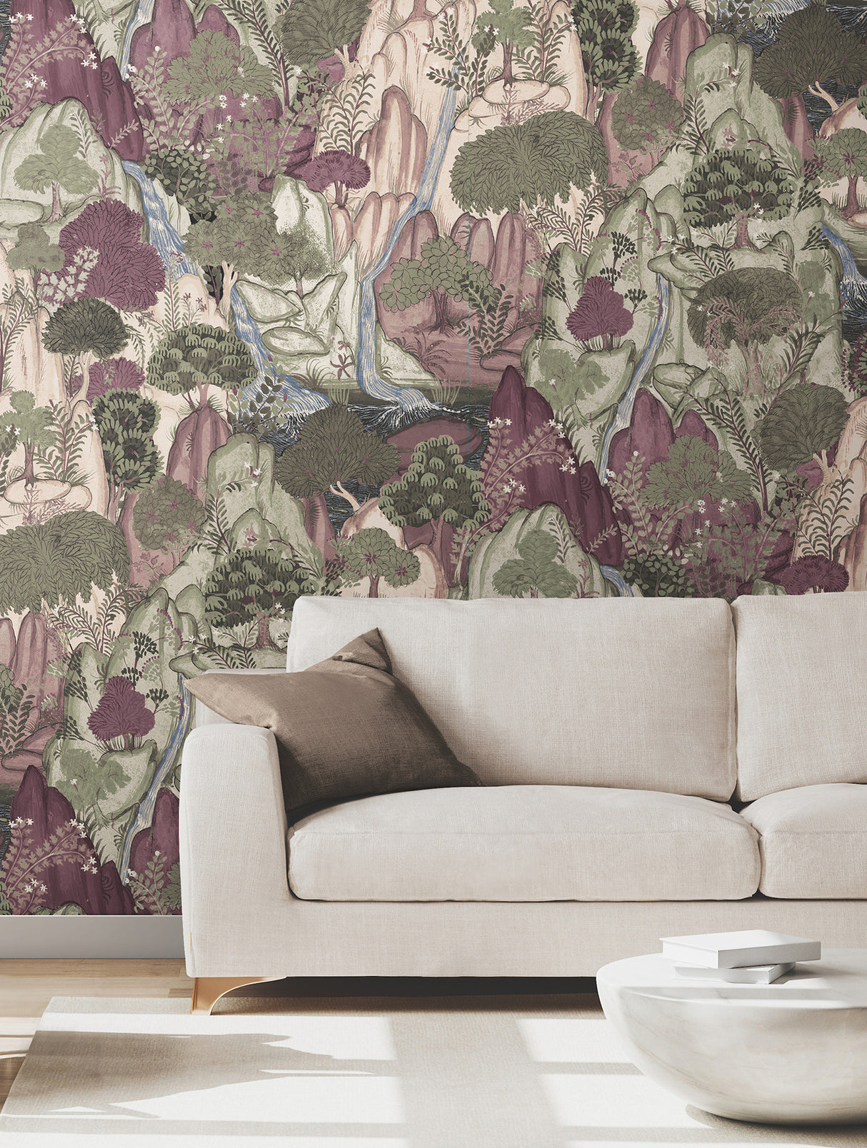 Falling Waters Plum by Ronald Redding Scenic Wallpaper – York Designer Series VR1556