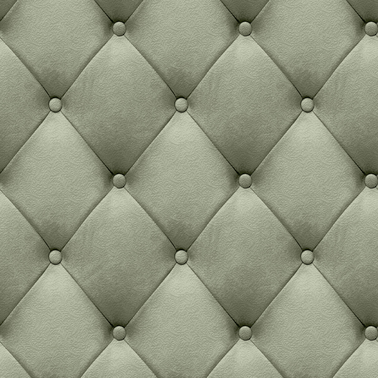 Green faux tufted quilted diamond textured vinyl wallpaper roll VRAR04-267
