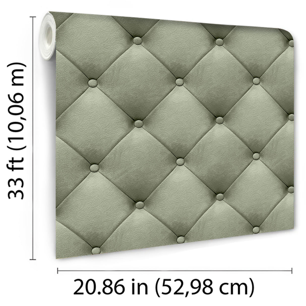Faux Plush Quilted Diamond Upholstery Green by Veer Decor Textured Vinyl Wallpaper – Veer Decor VRAR04-267
