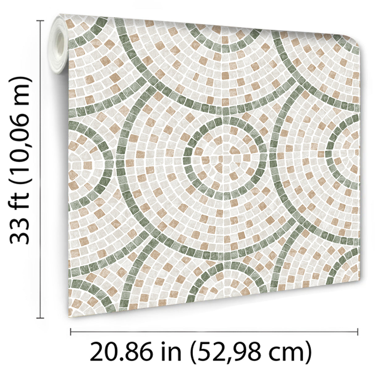 Mosaic Mirage Green and Neutrals by Veer Decor Patterned Wallpaper – Veer Decor VRAR04-367