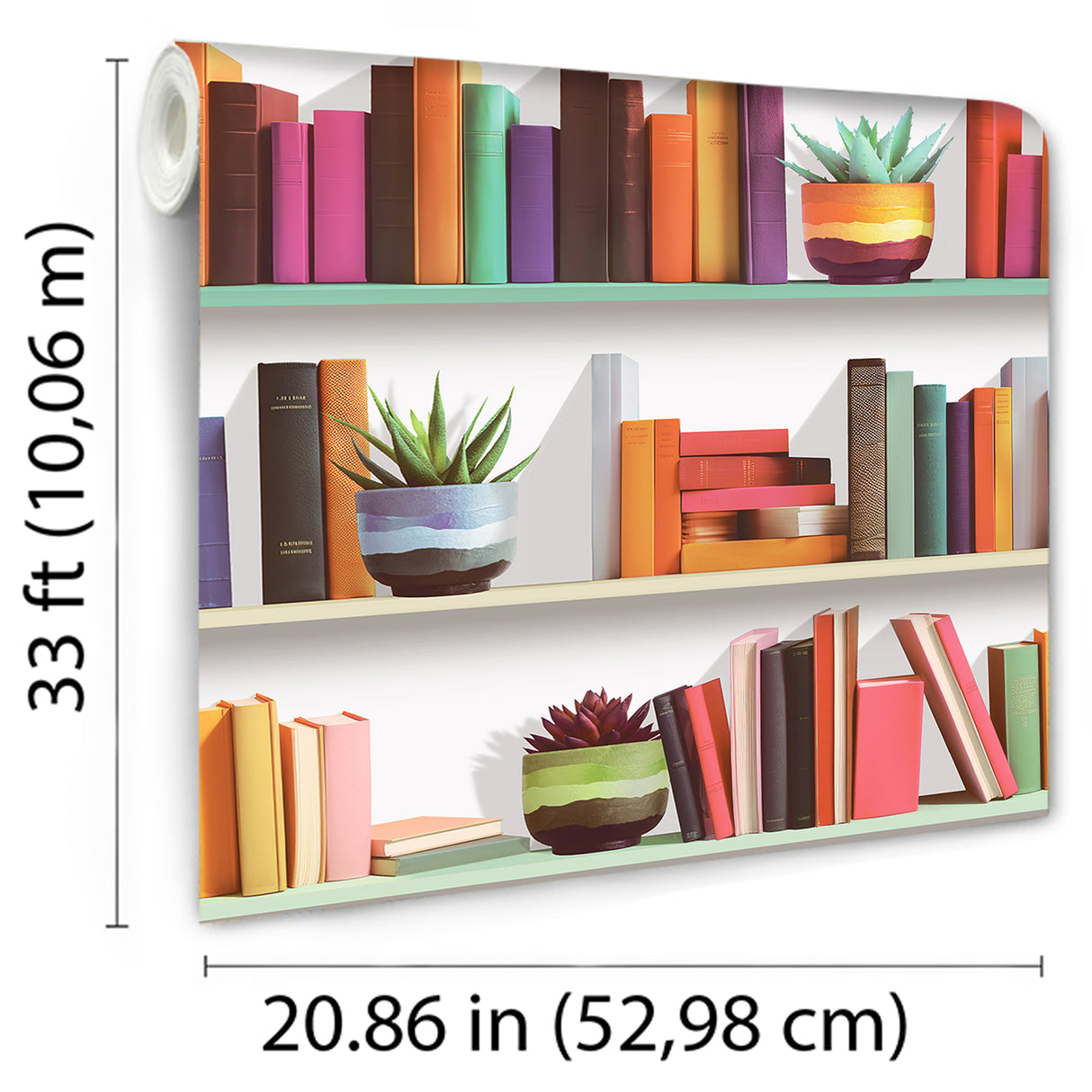 Modern Bookshelf White Ground by Veer Decor Novelty Pattern Wallpaper – Veer Decor VRAR10-597