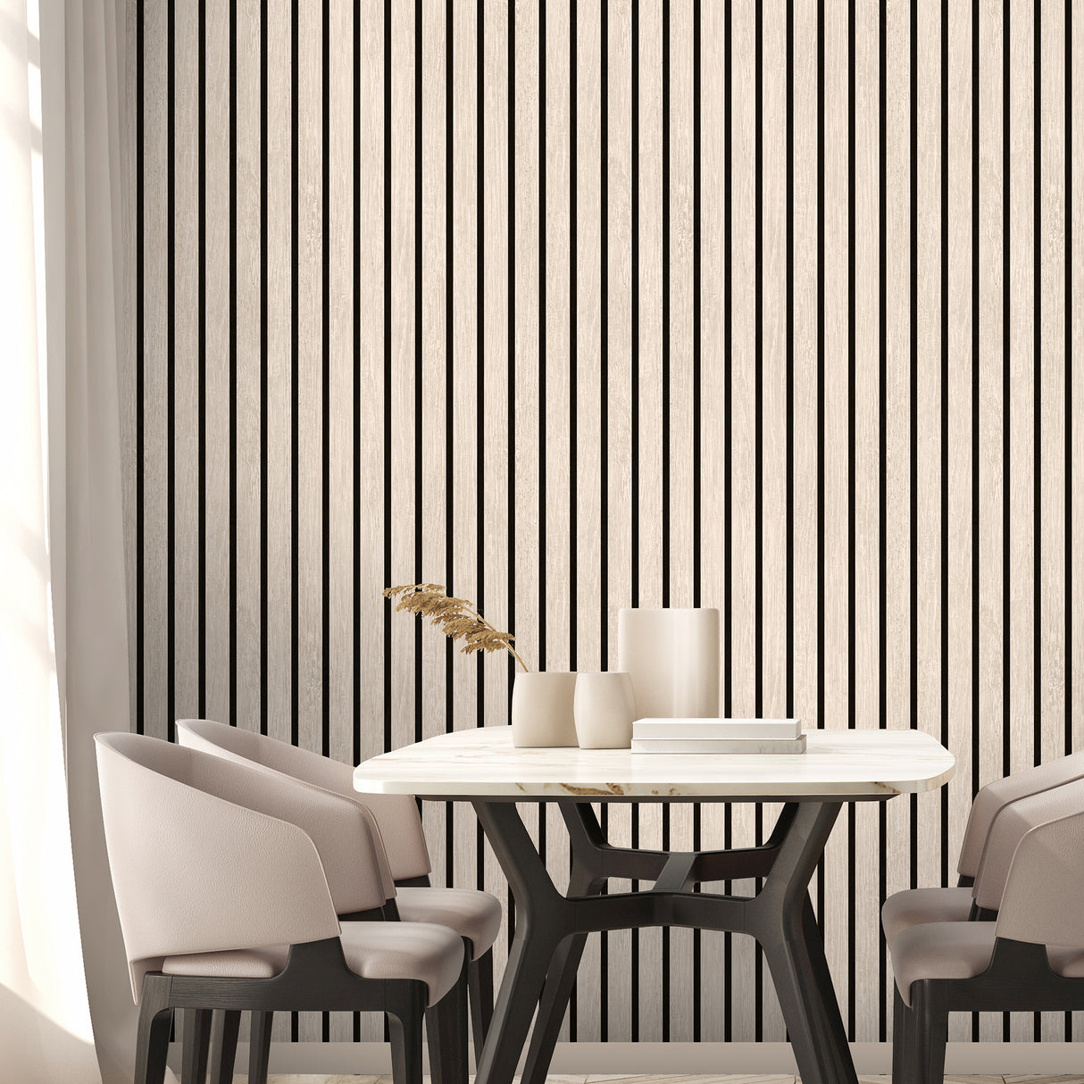 Modern Wood Slat Natural by Veer Decor Abstract Wallpaper – Veer Decor VRBR07-208