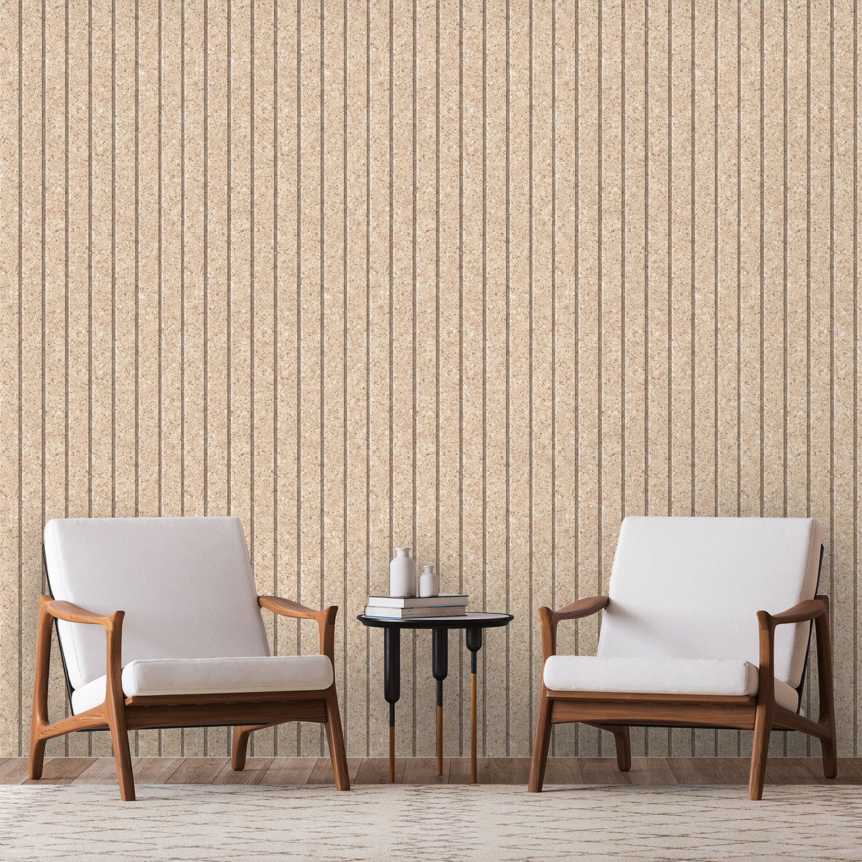 Corkboard Stripe Natural Light by Veer Decor Abstract Wallpaper – Veer Decor VRBR07-357