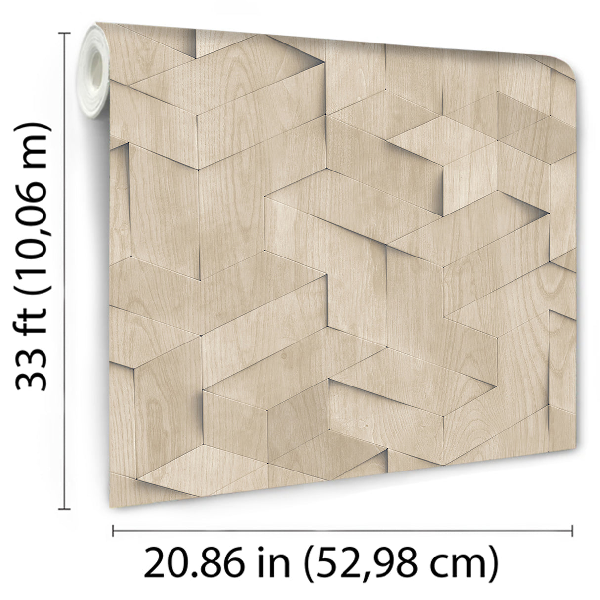 Woodblock Geometric Illusion Natural by Veer Decor Geometric Wallpaper – Veer Decor VRBR07-447