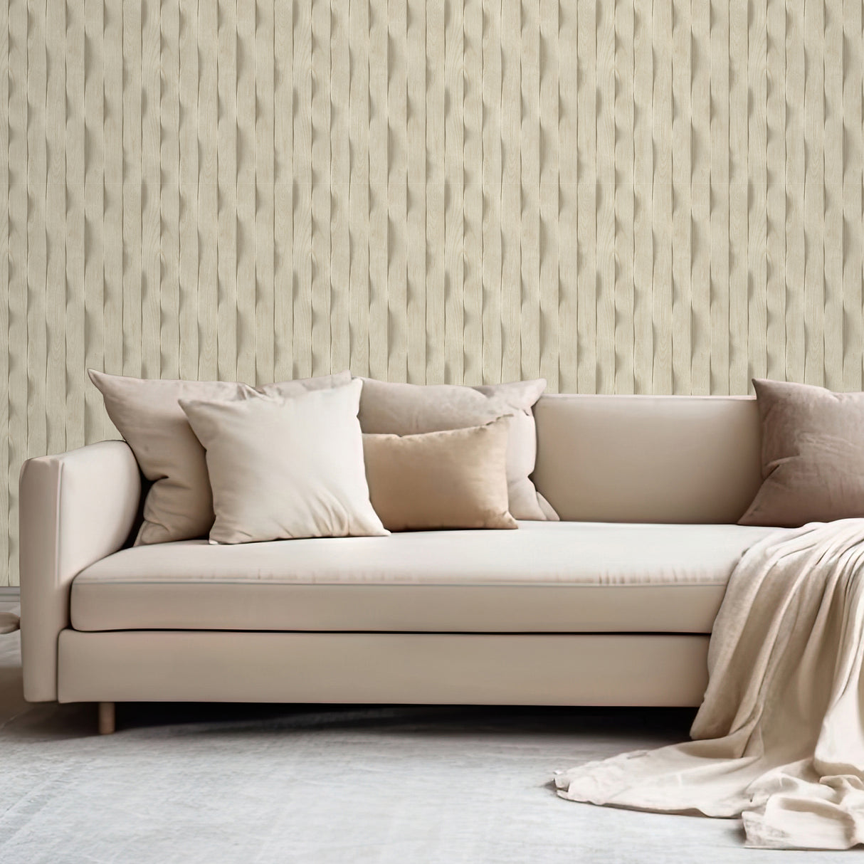 Wavy Wood Slats Ecru Light Natural Wood by Veer Wallpaper – VRBR07-657