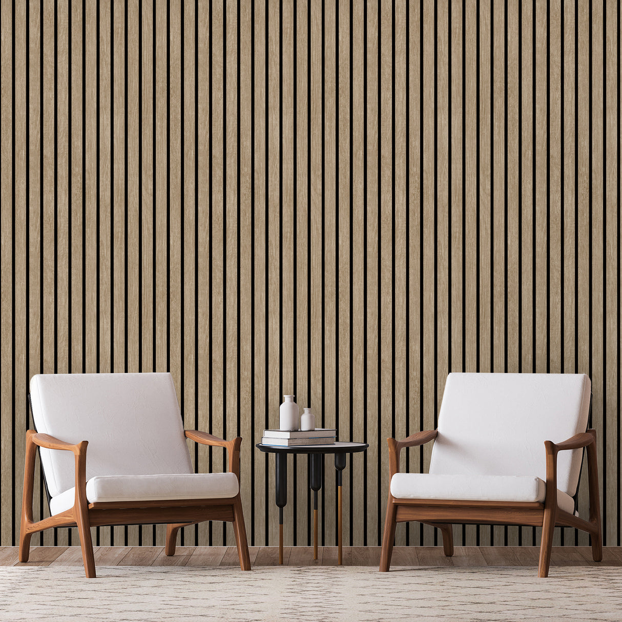 Modern Wood Slat Taupe by Veer Decor Textured Vinyl Wallpaper – Veer Decor VRBR08-208